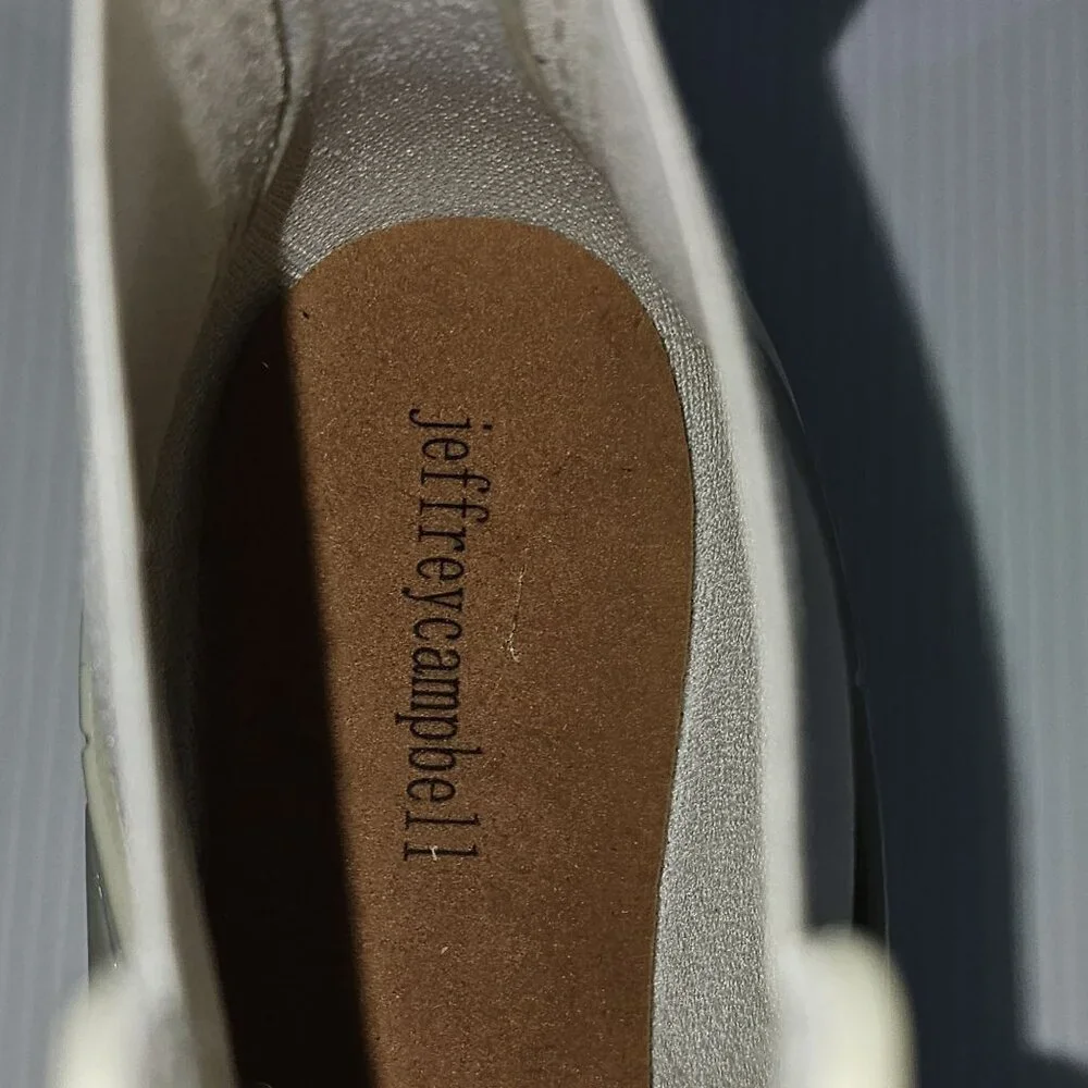 Jeffrey Campbell Play Pleu Rain Boot Womens 9 Cream Platform Chelsea Lug Sole